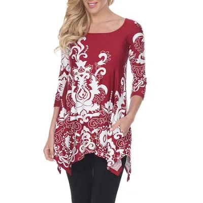 White Mark Yanette Womens Scoop Neck 3/4 Sleeve Tunic Top In Red