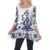 White Mark Yanette Womens Scoop Neck 3/4 Sleeve Tunic Top In White