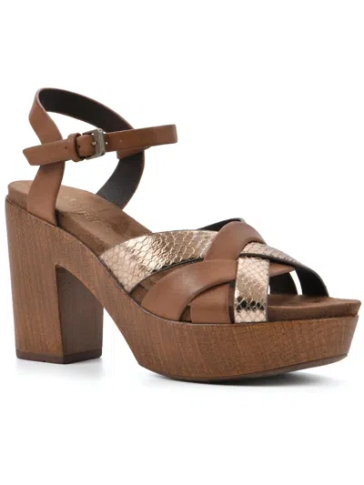 White Mountain Achiever Womens Faux Leather Strappy Heels In Brown