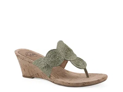 White Mountain Affogato Wedge Sandal In Green