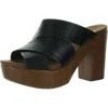 White Mountain Alive Womens Faux Leather Snake Pattern Block Heel In Black