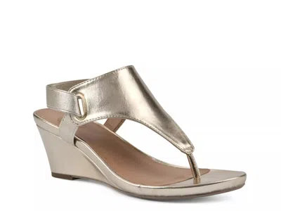 White Mountain All Dres Wedge Sandal In Gold