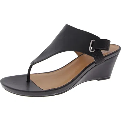 White Mountain All Dres Womens Slingback Open Toe Wedge Sandals In Black,smooth