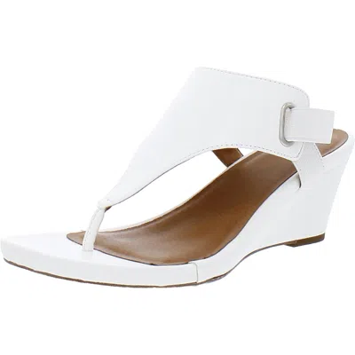 White Mountain All Dres Womens Slingback Open Toe Wedge Sandals In White,smooth