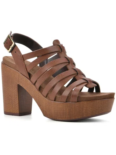 White Mountain Alliance Womens Faux Leather Warm Strappy Sandals In Brown