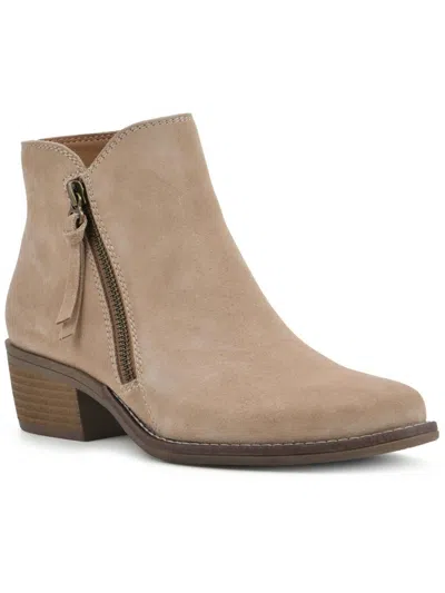 White Mountain Altos Womens Suede Block Heel Ankle Boots In Brown