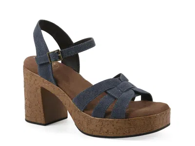 White Mountain Barista Platform Sandal In Blue