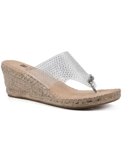 White Mountain Beach Vc Womens Wedges Thong Wedge Sandals In Multi