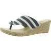 White Mountain Beachball Womens Cushioned Footbed Canvas Wedge Sandals In Blue