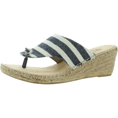 White Mountain Beachball Womens Cushioned Footbed Canvas Wedge Sandals In Blue