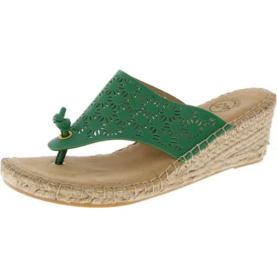 White Mountain Beaux Womens Cut-out Faux Leather Thong Sandals In Green