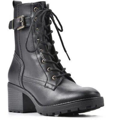 White Mountain Bradley Womens Faux Leather Ankle Combat & Lace-up Boots In Multi