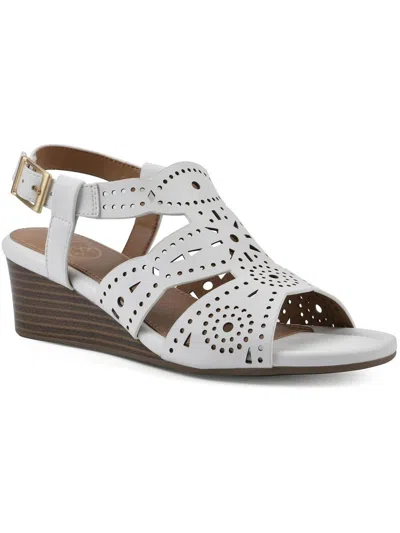 White Mountain Brush Up Wedge Sandals In White Smooth