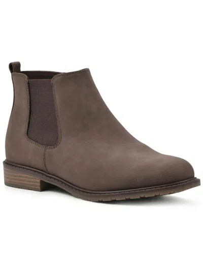White Mountain Caching Womens Faux Leather Ankle Booties In Mid Brown Suede