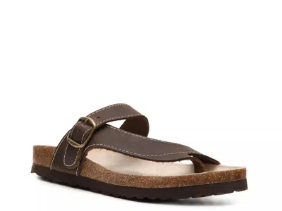 White Mountain Carly Nubuck Flat Sandal In Brown