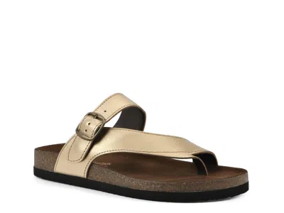 White Mountain Carly Nubuck Flat Sandal In Gold