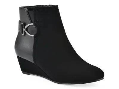 White Mountain Chaise Wedge Bootie In Black