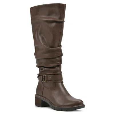 White Mountain Crammers Boots Women's Dark Brown Leather Mid-calf Rhs6117 In Multi