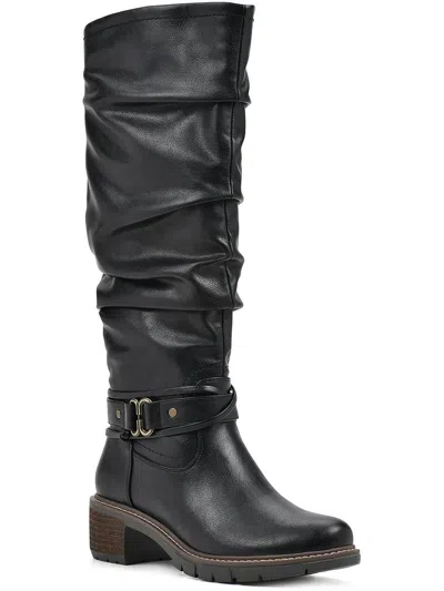 White Mountain Crammers Womens Faux Leather Slouchy Knee-high Boots In Black