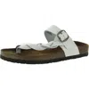 White Mountain Crawford Womens Leather Flat Thong Sandals In White