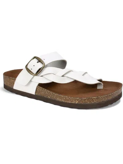 White Mountain Crawford Womens Leather Flat Thong Sandals In White