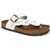 White Mountain Crawford Womens Leather Flat Thong Sandals In White