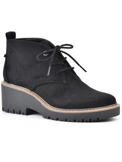 White Mountain Daniella Womens Faux Suede Platform Chukka Boots In Black,suede