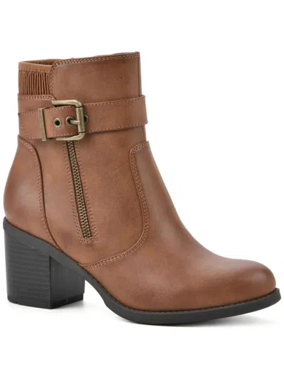White Mountain Dessert Womens Faux Leather Ankle Boots In Multi