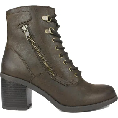 White Mountain Dorian Womens Faux Leather Block Heel Ankle Boots In Green