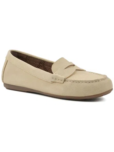 White Mountain Duetzia Womens Suede Slip On Loafers In Beige