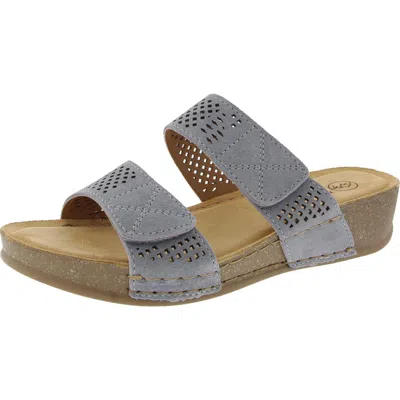 White Mountain Ferula Womens Laser Cut Suede Wedge Sandals In Multi
