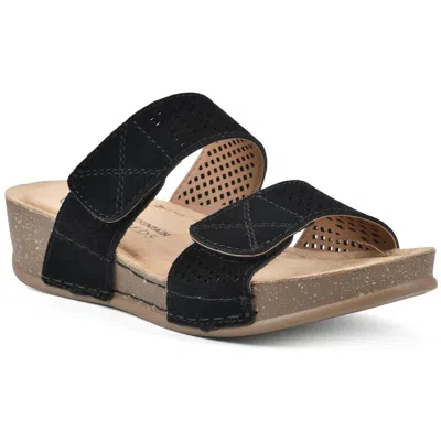 White Mountain Ferula Womens Laser Cut Suede Wedge Sandals In Silver