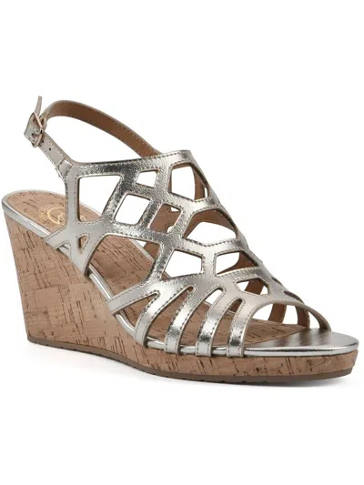 White Mountain Flaming Wedge Sandals In Light Gold Metallic Smooth