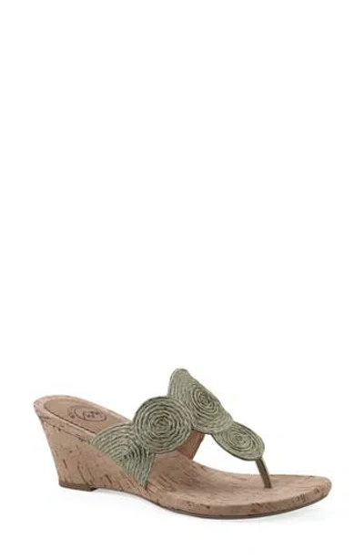 White Mountain Footwear Affogato Wedge Sandal In Green