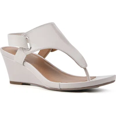 White Mountain Footwear All Dres Wedge Sandal In Eggshell/patent/smooth