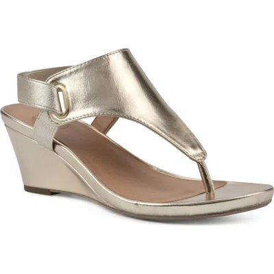 White Mountain Footwear All Dres Wedge Sandal In Gold/smooth