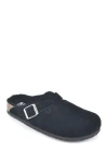 White Mountain Footwear Bari Faux Shearling Footbed Suede Mule In Black/suede W/fur