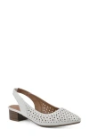 White Mountain Footwear Boronic Slingback Kitten Heel Pump In White Smooth
