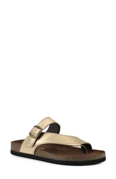 White Mountain Footwear Carly Leather Footbed Sandal In Antique Gold/brown Sole