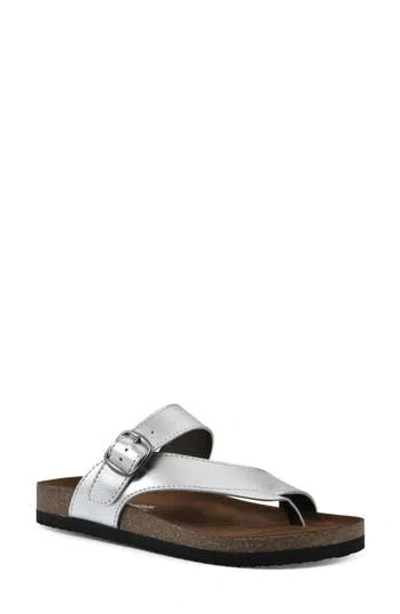 White Mountain Footwear Carly Leather Footbed Sandal In Silver/leather