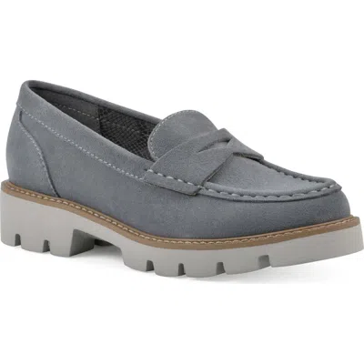 White Mountain Footwear Gunner Lug Sole Platform Loafer In Blue Raspberry Suede