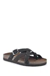 White Mountain Footwear Harrington Leather Footbed Sandal In Black/nubuk
