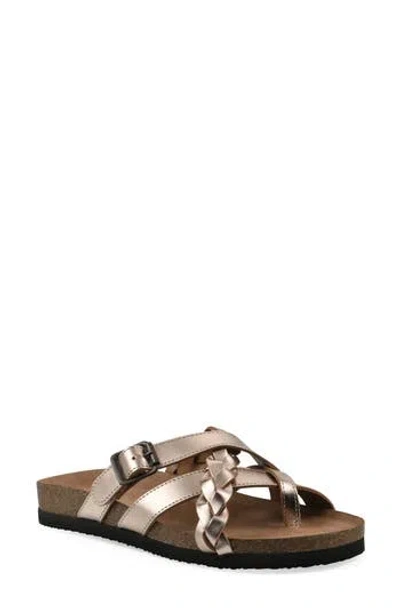 White Mountain Footwear Harrington Leather Footbed Sandal In Rose Gold Metallic