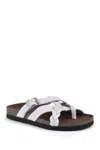 White Mountain Footwear Harrington Leather Footbed Sandal In White/leather