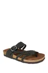 White Mountain Footwear Hayleigh Braided Leather Footbed Sandal In Black/nubuck