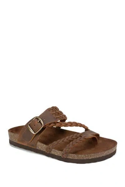 White Mountain Footwear Hayleigh Braided Leather Footbed Sandal In Brown/leather