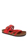 White Mountain Footwear Hayleigh Braided Leather Footbed Sandal In Red/nubuck