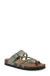 White Mountain Footwear Hayleigh Braided Leather Footbed Sandal In Sage Green Suede