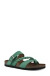 White Mountain Footwear Hazy Leather Footbed Sandal In Classic Green/suede