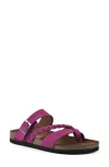 White Mountain Footwear Hazy Leather Footbed Sandal In Purple Rain/suede